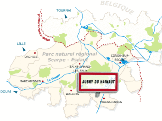 Situation géographique d'Aubry du Hainaut