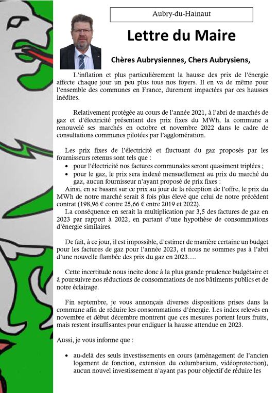 Lettre du Maire Décembre 2022 Page 1/2