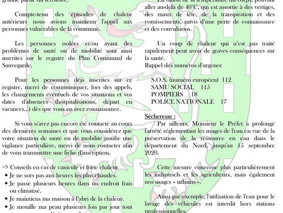 Communiqué de Mr le Maire - 6 août 2020