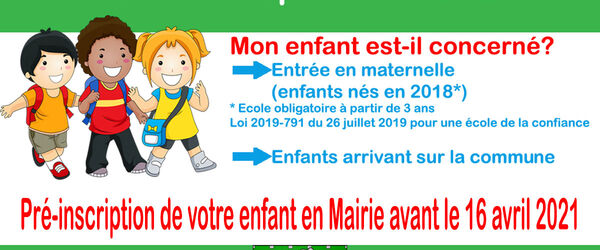 Affiche inscriptions scolaires 2021-2022 1200x900