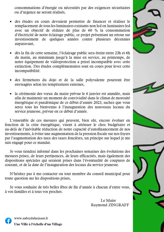 Lettre du Maire Décembre 2022 Page 2/2